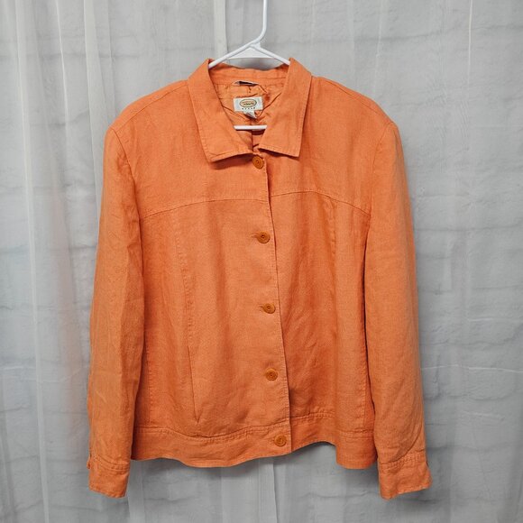 Vintage Talbots Orange Irish Linen Jacket Preppy Minimalist 22W - Picture 9 of 13